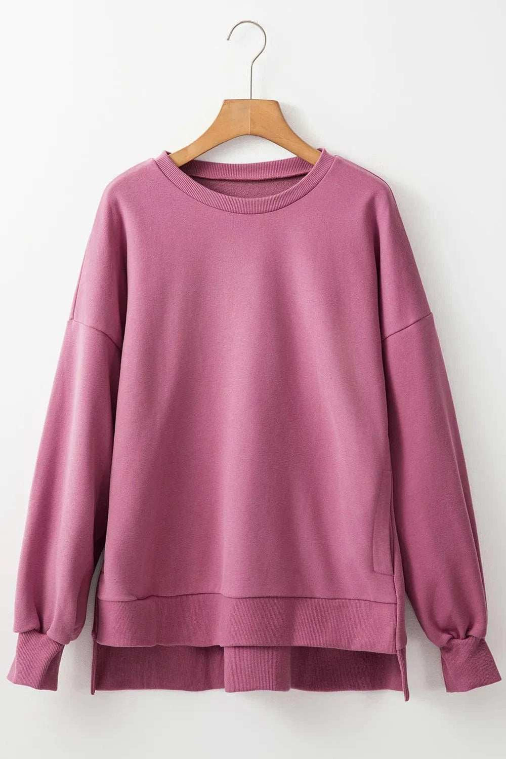 Round Neck Long Sleeve Sweatshirt - Trendsi - Flyclothing LLC