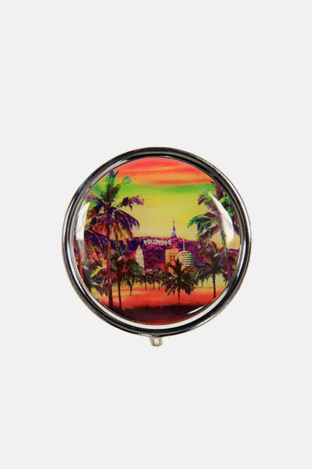 Nicole Lee USA Print Metallic Circular Large Pill Case - Trendsi - Flyclothing LLC