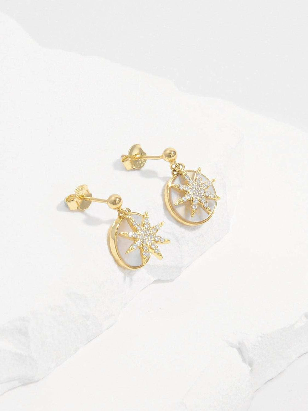 18K Gold-Plated 925 Sterling Silver Star Shape Earrings - Trendsi - Flyclothing LLC