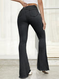 Raw Hem High Waist Flare Jeans - Trendsi