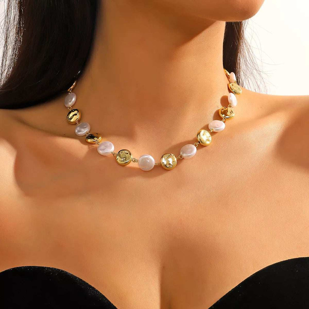 Alloy Pearl Chain Necklace - Trendsi - Flyclothing LLC