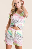 BiBi Tie Dye Print Shorts With Twill Tape Drawstring - Trendsi - Flyclothing LLC