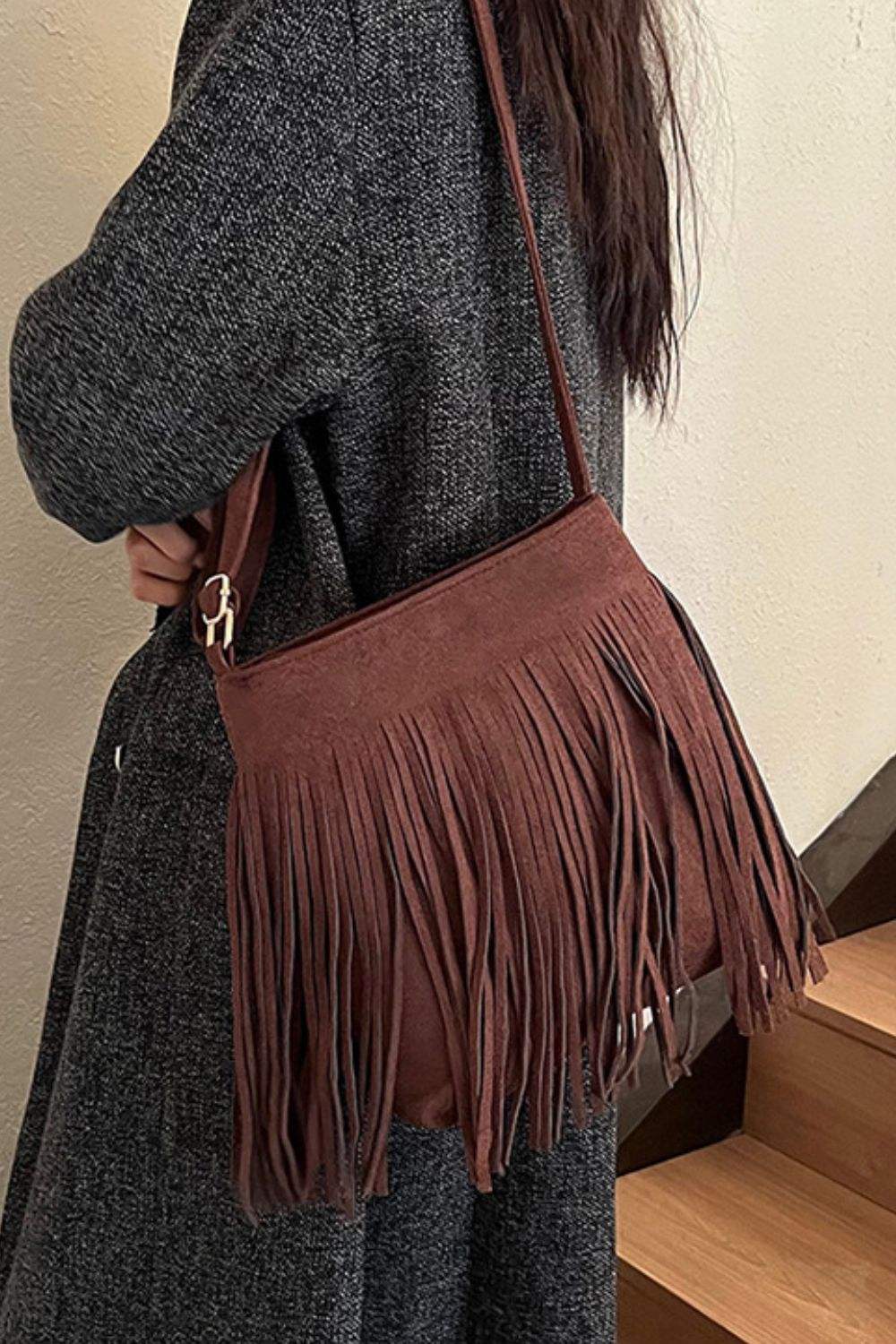 Suede Fringe Shoulder Bag - Trendsi - Flyclothing LLC