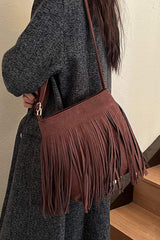 Suede Fringe Shoulder Bag - Trendsi - Flyclothing LLC