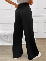Honey Drawstring Elastic Waist Wide Leg Pants - Trendsi