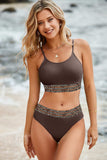 Leopard Trim Scoop Neck Bikini Set - Trendsi - Flyclothing LLC