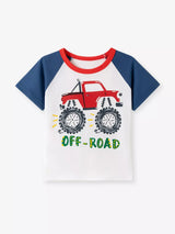 Children's Cartoon Vehicle Graphic Raglan Sleeve T-Shirts - Trendsi - Flyclothing LLC