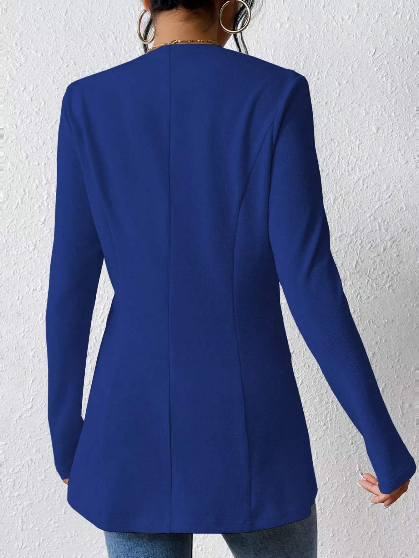 One Button Long Sleeve Blazer - Trendsi - Flyclothing LLC