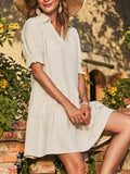 Johnny Collar Short Sleeve Mini Dress - Trendsi