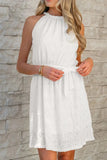 Lace Sleeveless Tied Waist Mini Dress - Trendsi