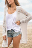 Openwork Side Slit Open Front Long Sleeve Cardigan - Trendsi - Flyclothing LLC