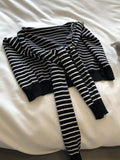 Striped Contrast Knit Wrap - Trendsi
