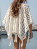 Openwork Tassel Open Front Knit Cover Up - Trendsi - Flyclothing LLC
