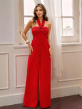 Halter Neck Wide Leg Jumpsuit - Trendsi