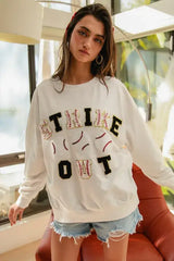 BiBi Baseballs Strikeout Patches French Terry Sweatshirt - Trendsi - Flyclothing LLC