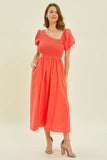 HEYSON Smocked Cutout Midi Dress - Trendsi - Flyclothing LLC
