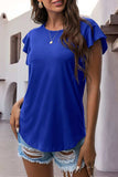 Ruffled Round Neck Cap Sleeve Blouse - Trendsi - Flyclothing LLC