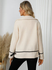 Pocketed Button Down Collared Neck Jacket - Trendsi