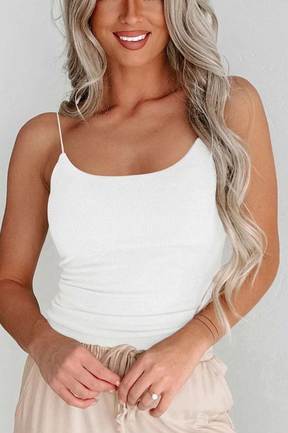 Ribbed Scoop Neck Cami - Trendsi - Flyclothing LLC