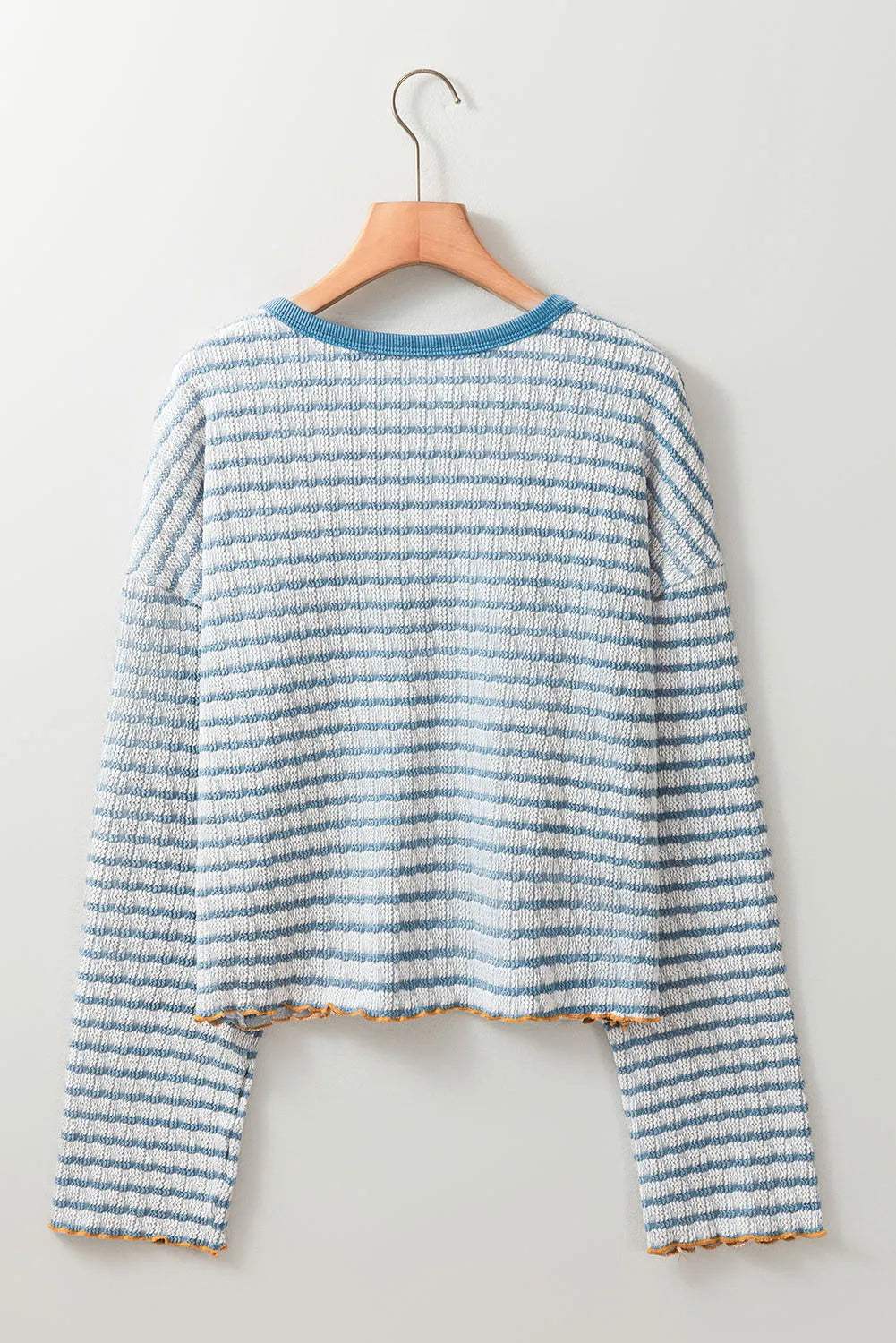 Striped Round Neck Dropped Shoulder Long Sleeve Top - Trendsi - Flyclothing LLC
