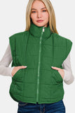 Zenana Zip Up Cropped Puffer Vest with Pockets - Trendsi - Flyclothing LLC