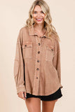 Mittoshop Mineral Wash French Terry Elbow Patch Shacket - Trendsi - Flyclothing LLC