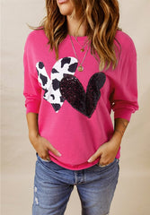 Heart Patch Long Sleeve Sweatshirt - Trendsi