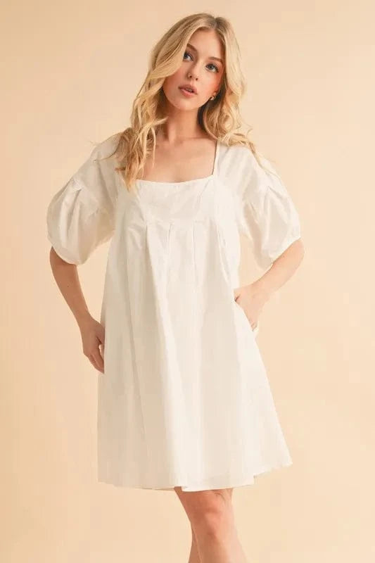Aemi + Co Square Neck Babydoll Dress with Pockets - Trendsi