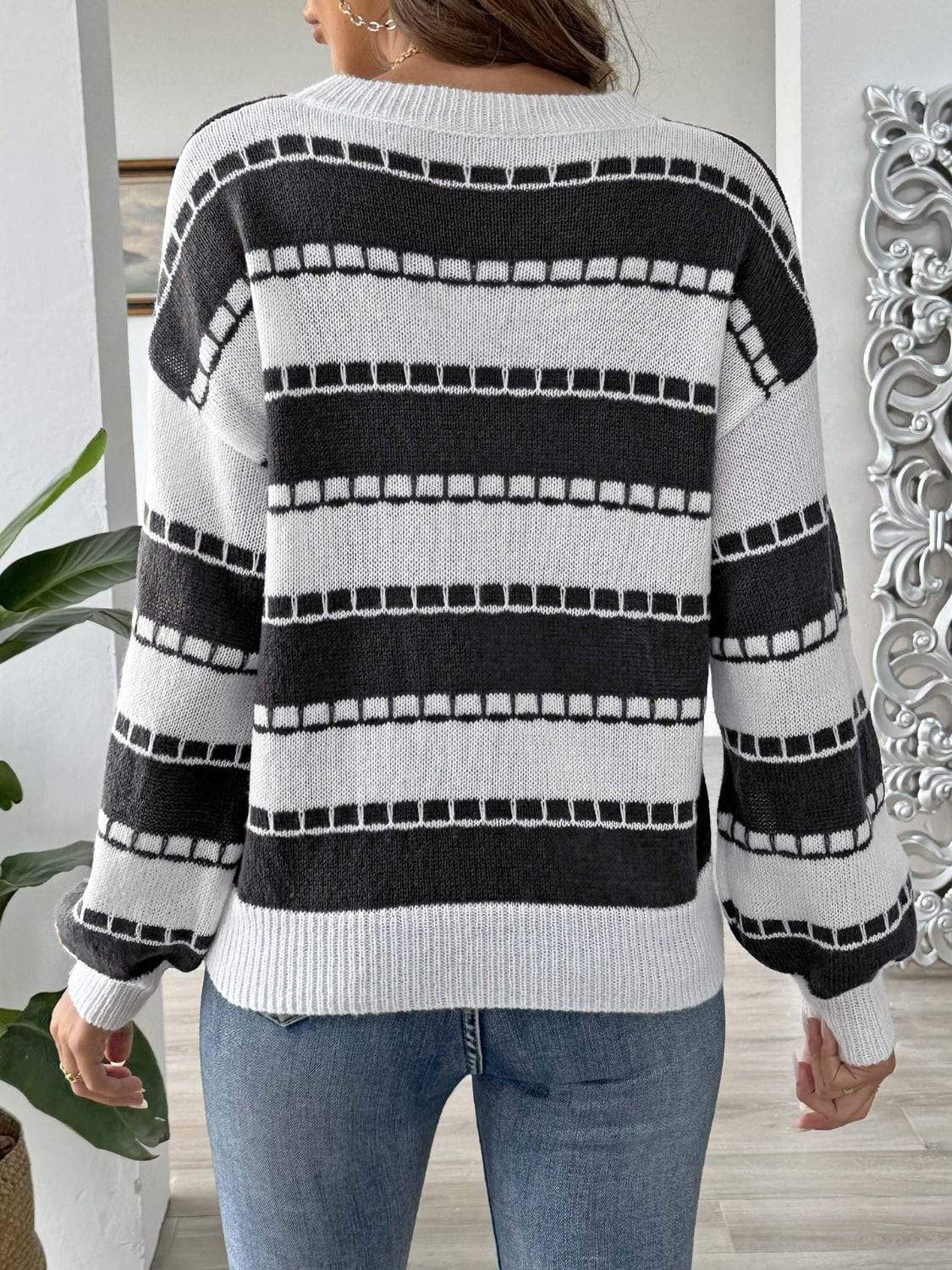 Heart Round Neck Long Sleeve Sweater - Trendsi - Flyclothing LLC