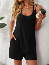 Mandy Scoop Neck Spaghetti Strap Romper with Pockets - Trendsi - Flyclothing LLC