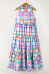 Floral Print Sleeveless Tiered Midi Dress - Trendsi - Flyclothing LLC