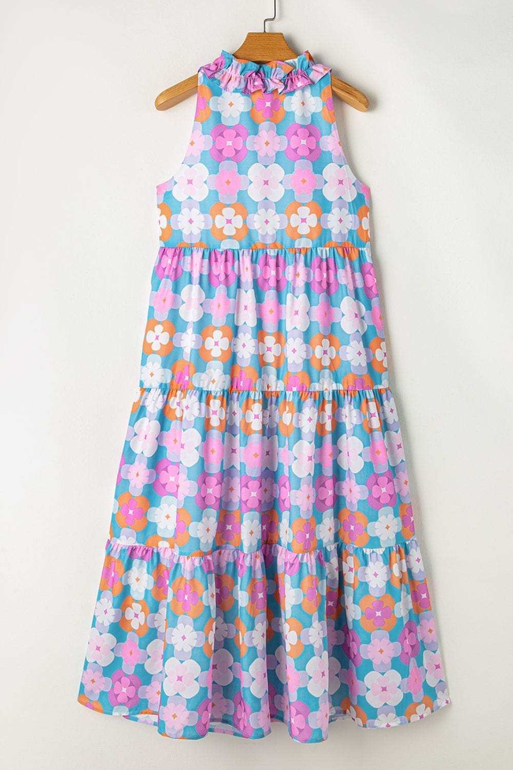 Floral Print Sleeveless Tiered Midi Dress - Trendsi - Flyclothing LLC