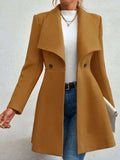 Collared Neck Button Up Long Sleeve Coat - Trendsi - Flyclothing LLC