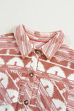 Plus Size Pocketed Printed Collared Neck Jacket - Trendsi - Flyclothing LLC