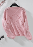 Openwork Sequin Round Neck Long Sleeve Sweater - Trendsi - Flyclothing LLC