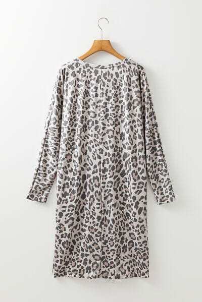 Leopard V-Neck Long Sleeve Dress - Trendsi - Flyclothing LLC