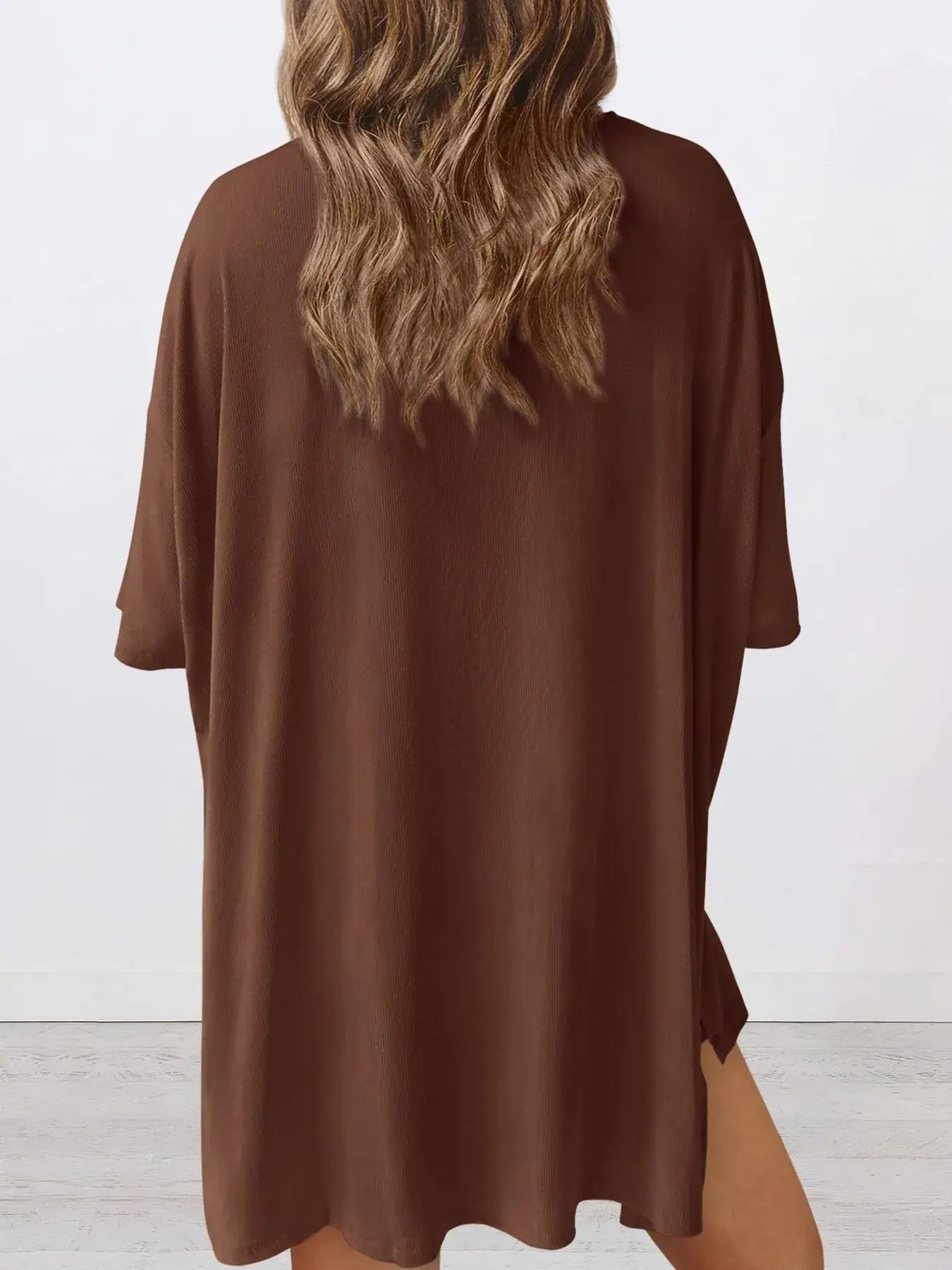 Full Size Oversized Round Neck Top and Shorts Set Plus Size - Trendsi - Flyclothing LLC