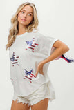 BiBi American Flag Sequin Star Fringe Top - Trendsi - Flyclothing LLC