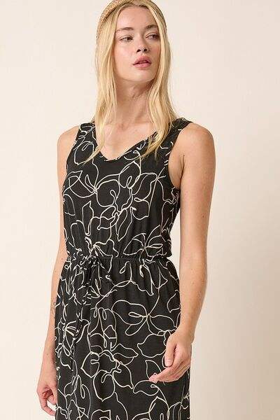 Mittoshop Side Slit Flower Print V-Neck Sleeveless Dress - Trendsi - Flyclothing LLC
