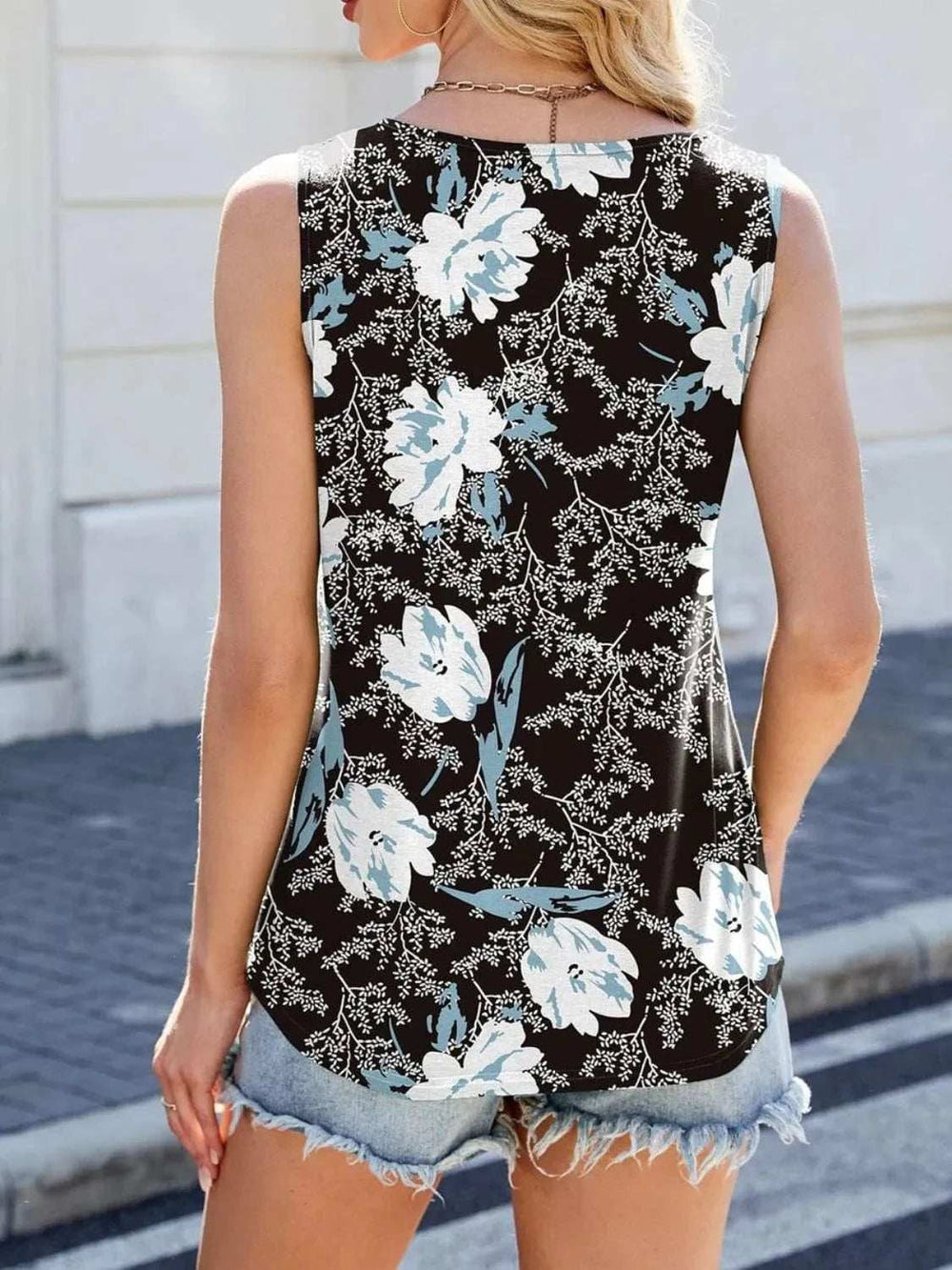 Printed Scoop Neck Wide Strap Tank - Trendsi - Flyclothing LLC