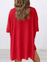 Full Size Half Sleeve T-Shirt and Shorts Set Plus Size - Trendsi - Flyclothing LLC