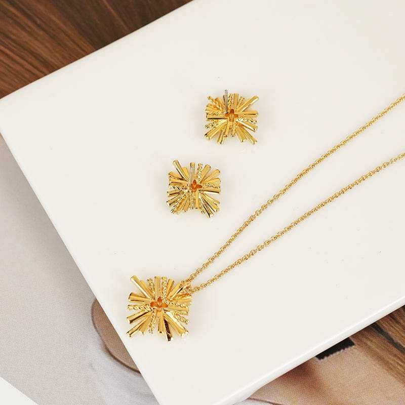 Starburst Gold-Plated Earrings and Necklace Set - Trendsi - Flyclothing LLC