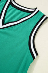 Color Contrast Trim V Neck Shift Sleeveless Mini Dress - Trendsi - Flyclothing LLC