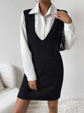 V-Neck Sleeveless Sweater Dress with Pockets - Trendsi - Flyclothing LLC