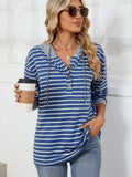 Drawstring Striped Long Sleeve Hoodie - Trendsi - Flyclothing LLC