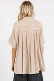 Mittoshop Mineral Wash Gauze Oversized Short Sleeve Shirt - Trendsi