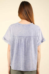 VERY J Nochted Short Sleeve Washed T-Shirt - Trendsi - Flyclothing LLC