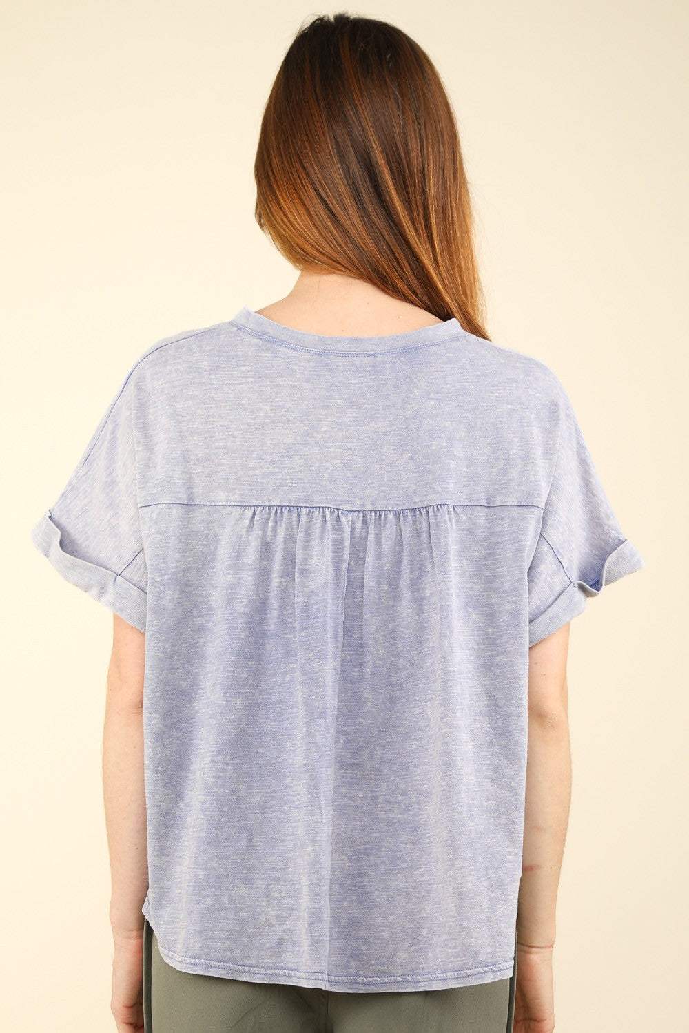 VERY J Nochted Short Sleeve Washed T-Shirt - Trendsi - Flyclothing LLC