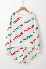 Letter Print Round Neck Long Sleeve Top and Shorts Set - Trendsi - Flyclothing LLC