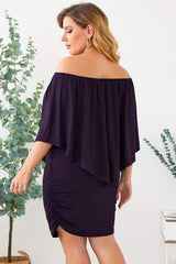 Full Size Off-Shoulder Half Sleeve Dress - Trendsi - Flyclothing LLC